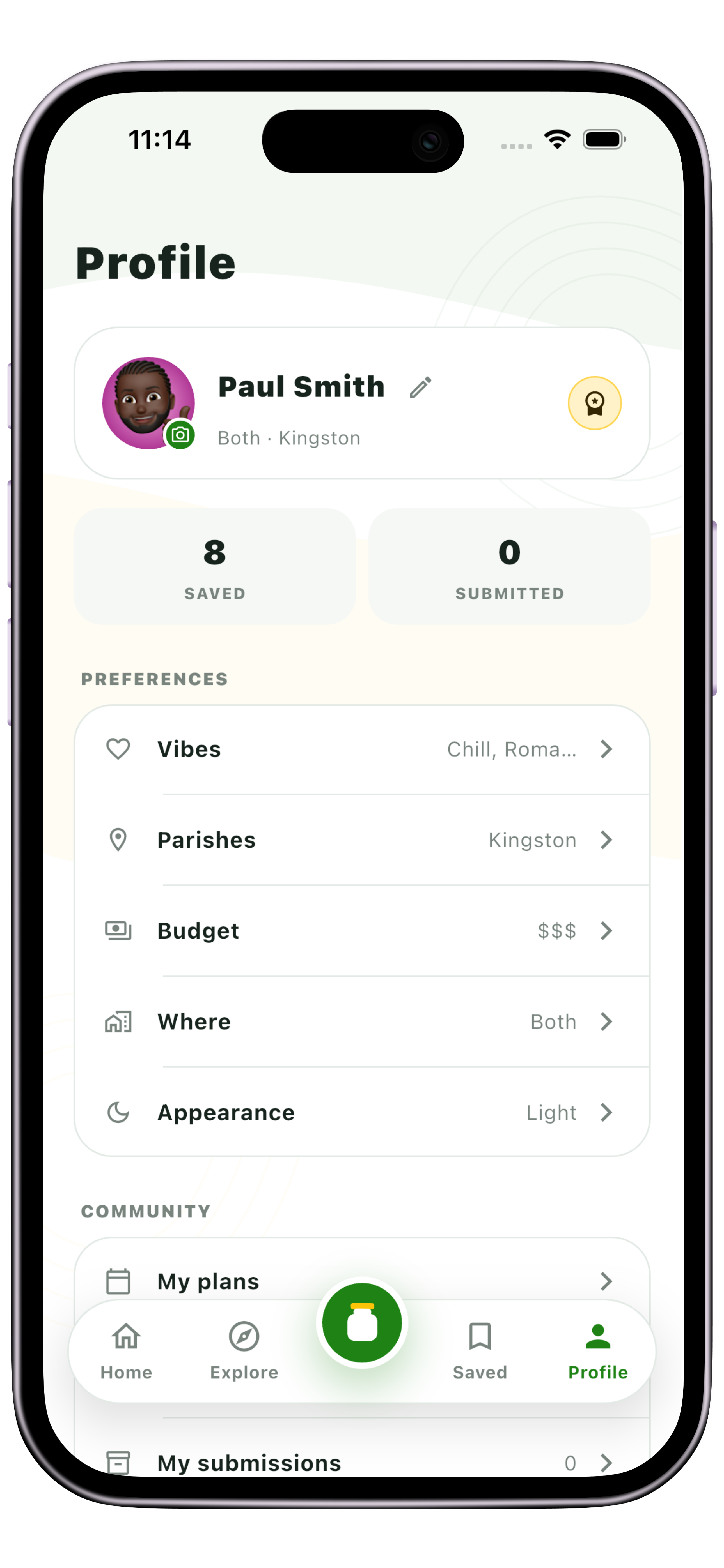 Outside! recommendations screen